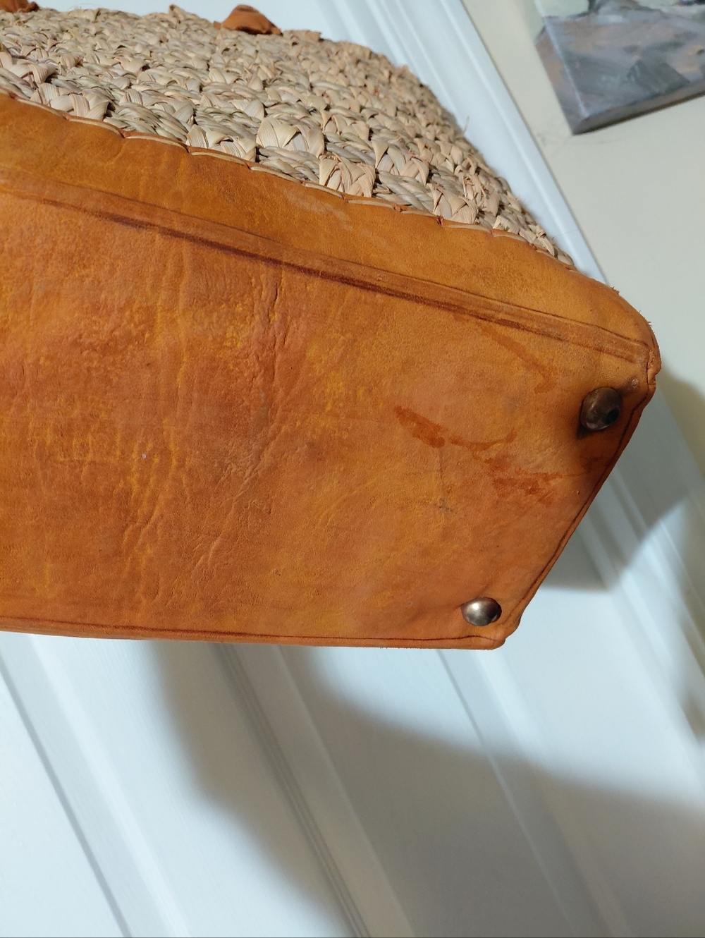 Extra Large Woven bag with Leather Handles. - Picture 4 of 10